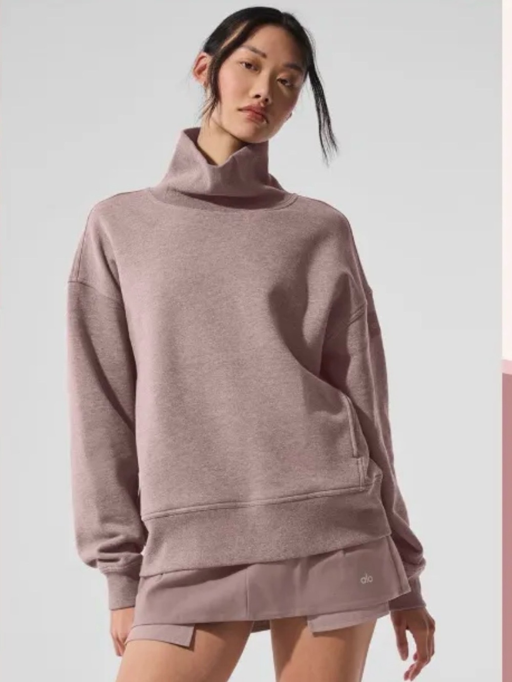 Alo Yoga Women’s Hazy Mock Neck Pullover - Mushroom Heather